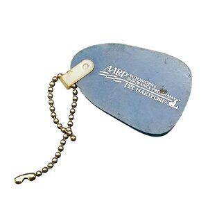 Vintage AARP Automobile Insurance Keychain With Gold Ball Chain & Hartford Logo